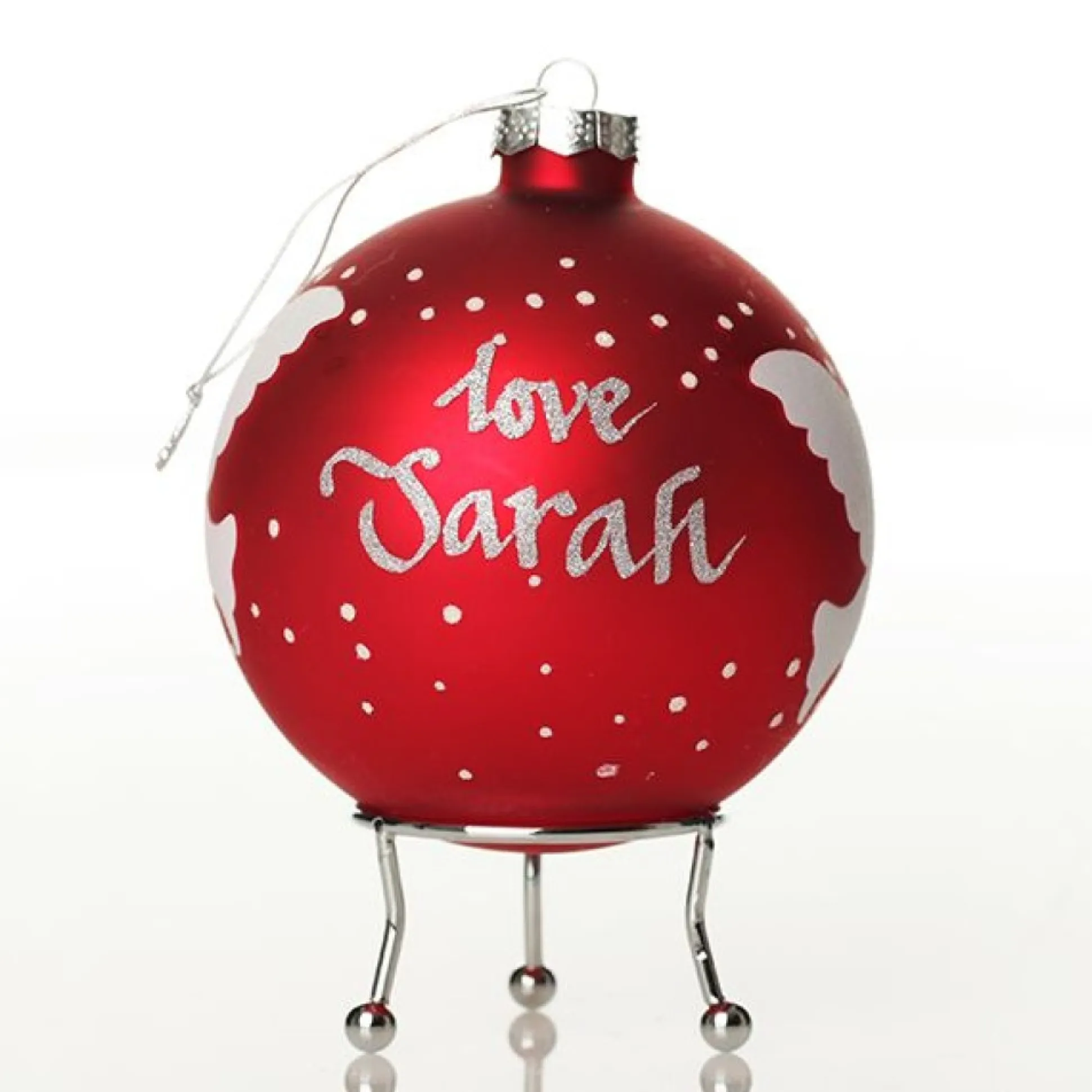 Red Peace Doves Christmas Bauble Personalised Baubles|