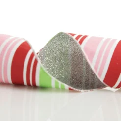 Red Pink Mint Peppermint Candy Stripe Christmas Wired Ribbon Garland Tree Garlands|