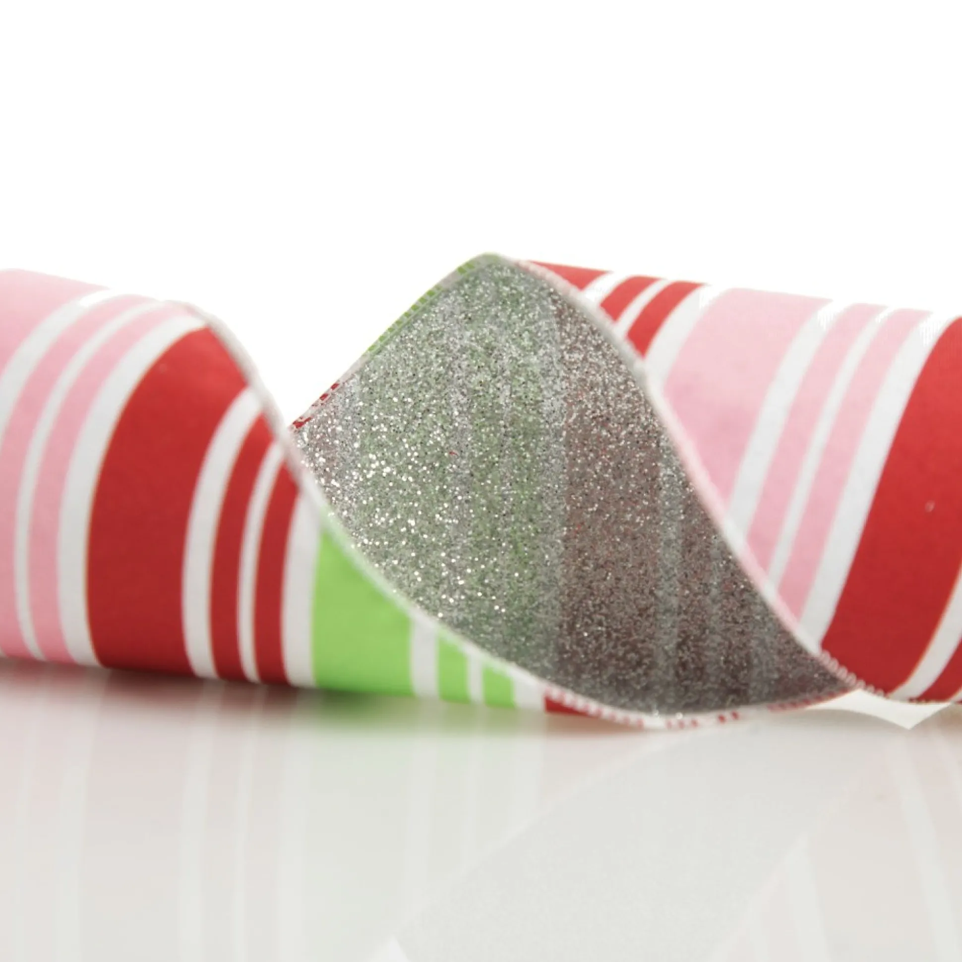 Red Pink Mint Peppermint Candy Stripe Christmas Wired Ribbon Garland Tree Garlands|