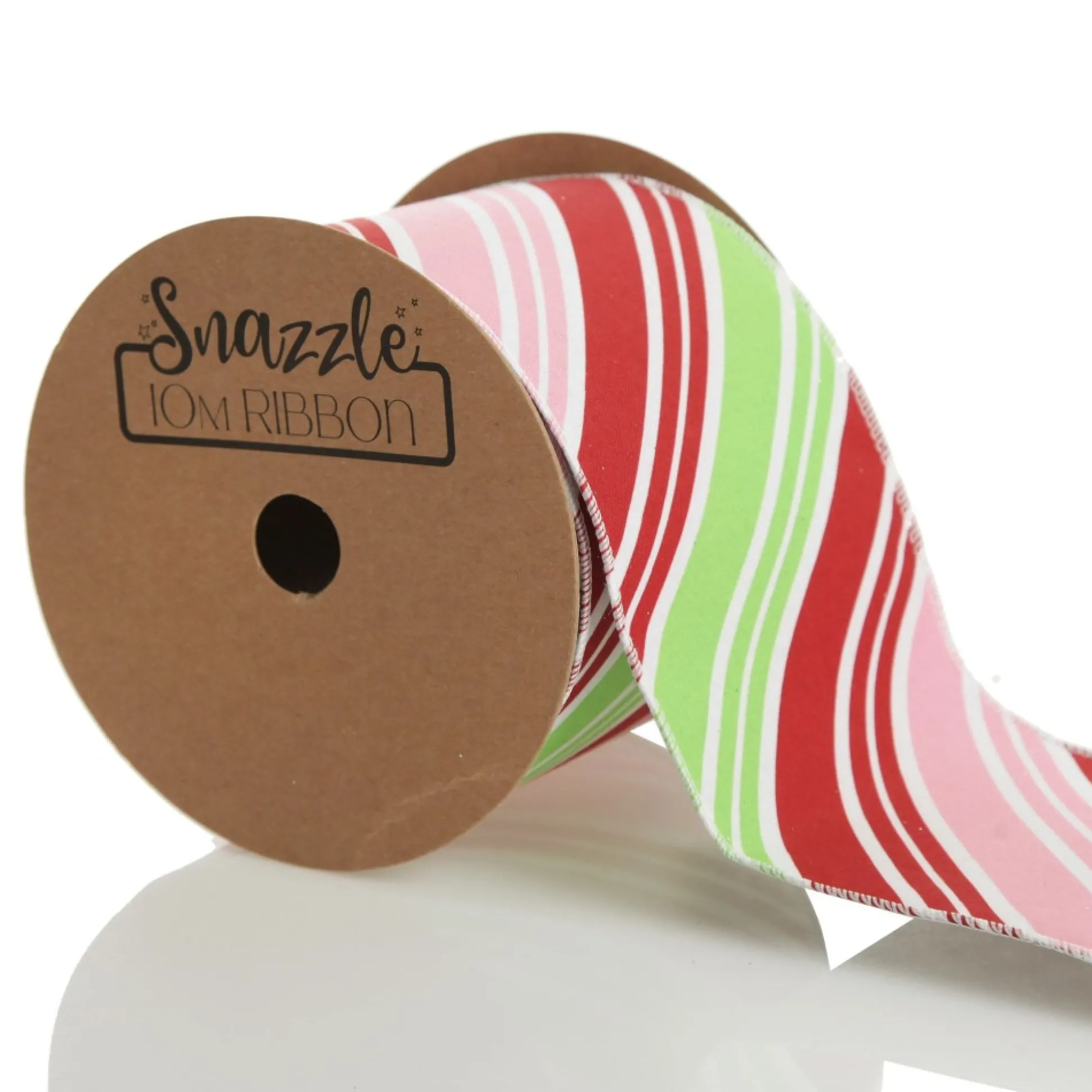 Red Pink Mint Peppermint Candy Stripe Christmas Wired Ribbon Garland Tree Garlands|