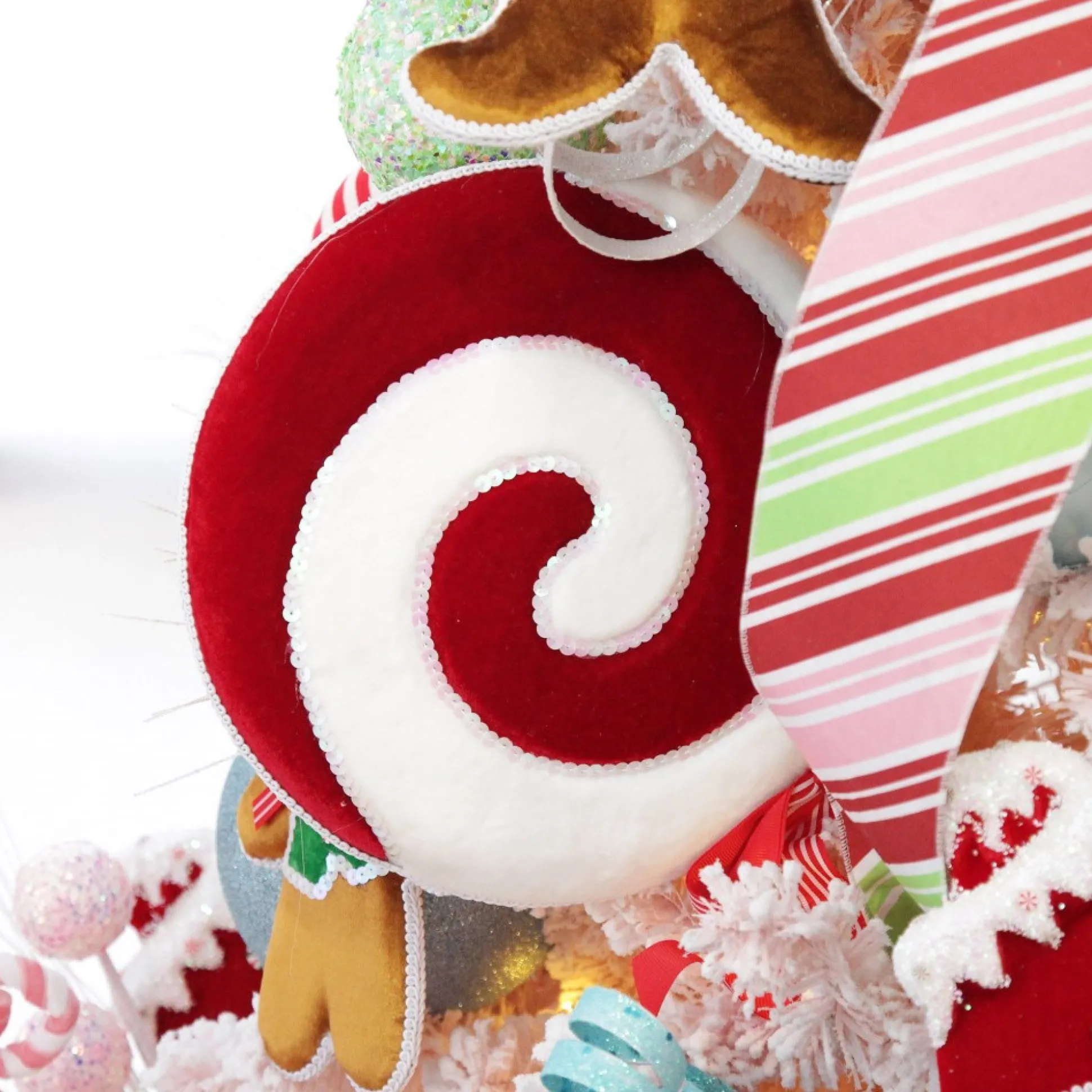 Red Pink Mint Peppermint Candy Stripe Christmas Wired Ribbon Garland Tree Garlands|