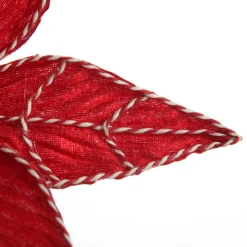 Red Poinsettia Flower Stem with Twine Trim Christmas Flowers|