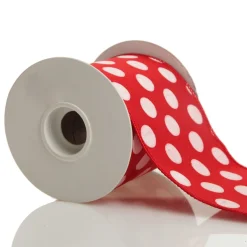 Red Satin Christmas Ribbon Garland with White Dots Tree Garlands|