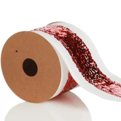 Red Sequin Wired Christmas Ribbon Ribbons|