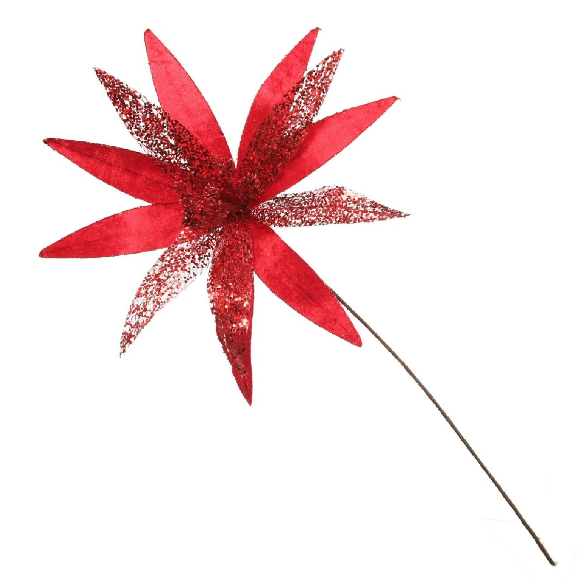 Red Slim Petal Christmas Flower Stem Christmas Flowers|