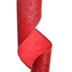 Red Sparkle Glitter Ribbon Wired Edge - 6.3cm Ribbons|