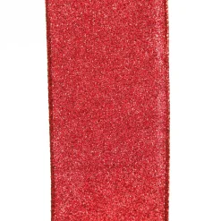 Red Sparkle Glitter Ribbon Wired Edge - 6.3cm Ribbons|