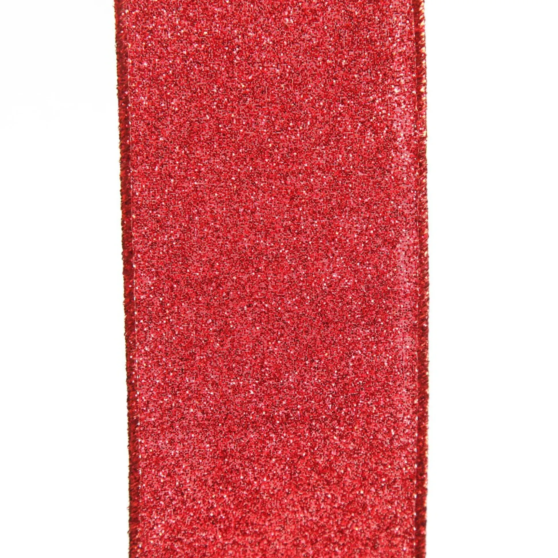 Red Sparkle Glitter Ribbon Wired Edge - 6.3cm Ribbons|