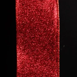 Red Sparkle Glitter Ribbon Wired Edge - 6.3cm Ribbons|
