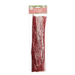 Red Tinsel Chenille Stem Pipe Cleaners - Pack of 45 Christmas Craft Supplies|