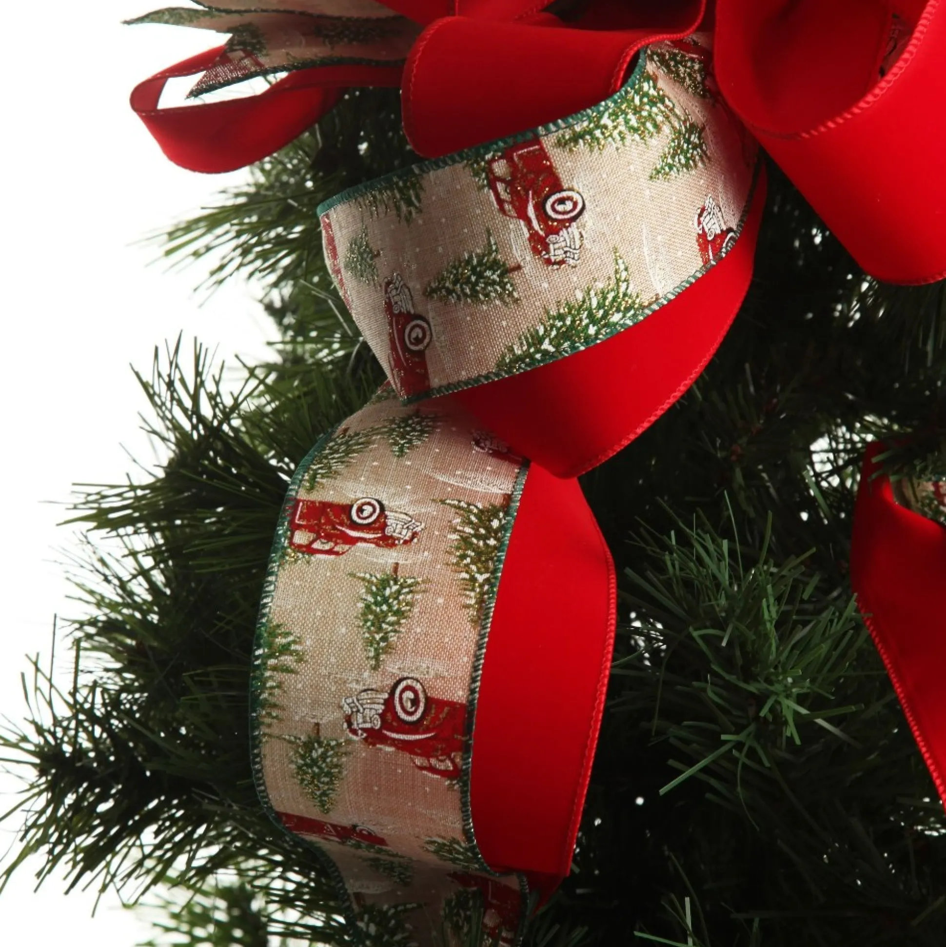 Red Truck Deluxe Tree Topper Bow with Streamers Tree Toppers|