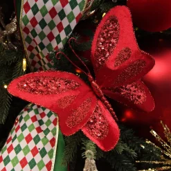 Red Velvet and Sequin Butterfly Clip Butterflies And Birds|
