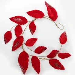 Red Velvet and Sequin Leaf Christmas Garland Christmas Garlands|