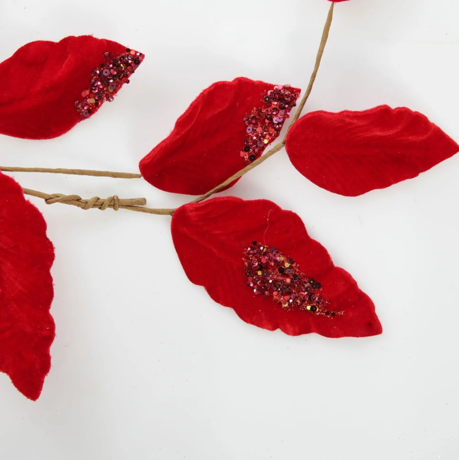 Red Velvet and Sequin Leaf Christmas Garland Christmas Garlands|