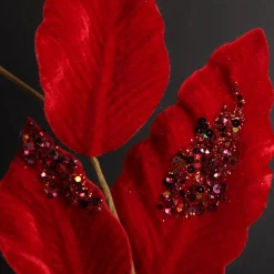 Red Velvet and Sequin Leaf Christmas Garland Christmas Garlands|