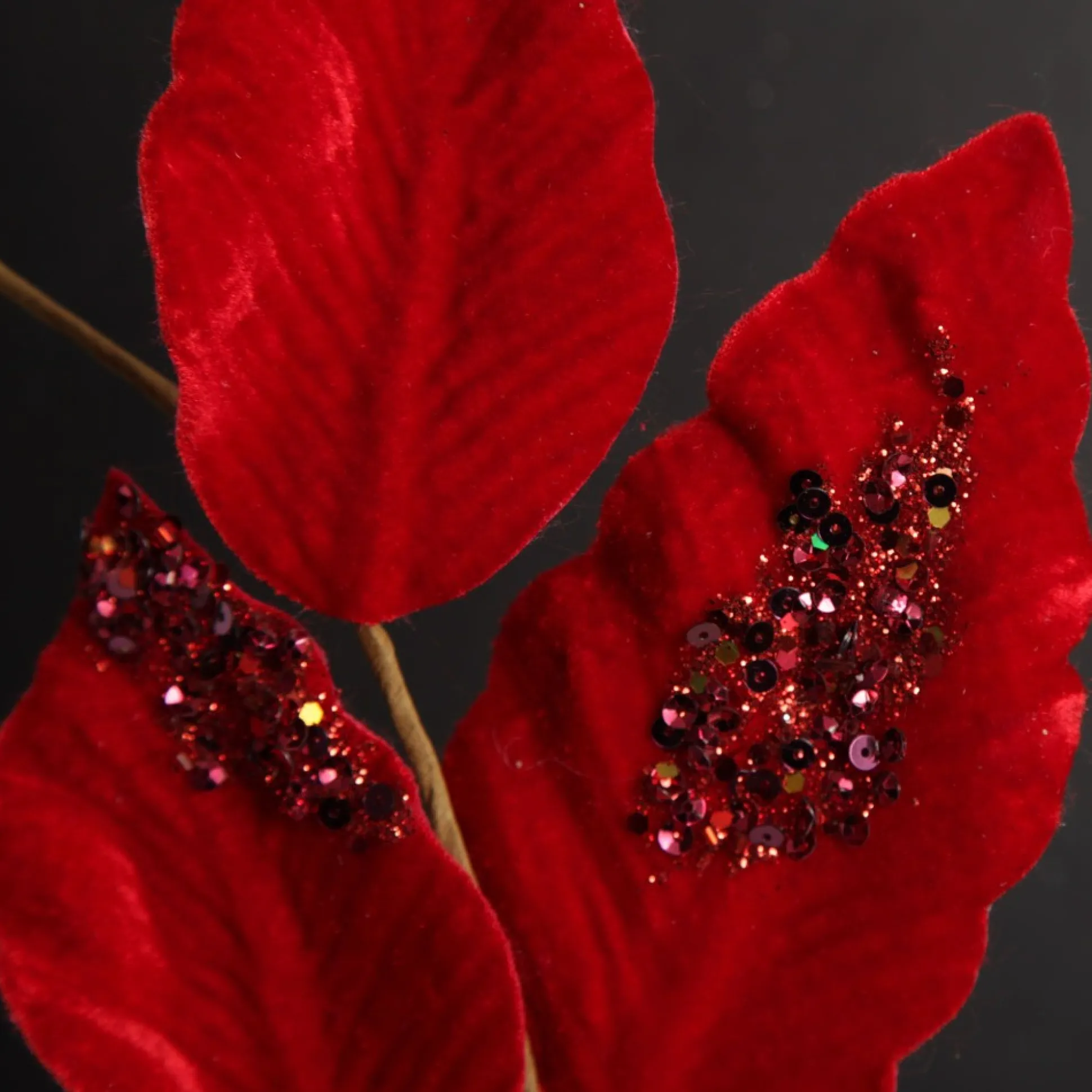 Red Velvet and Sequin Leaf Christmas Garland Christmas Garlands|