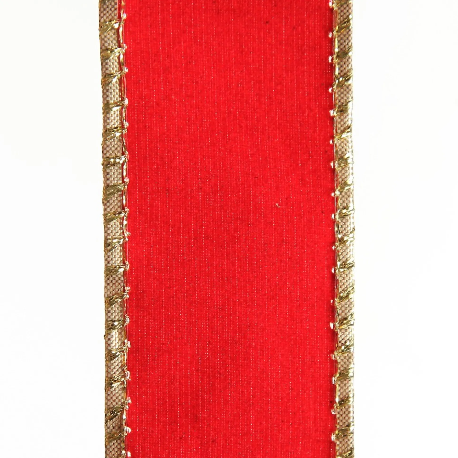 Red Velvet Gold Trim Wired Christmas Ribbon Ribbons|