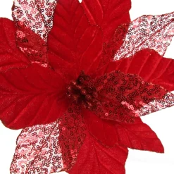 Red Velvet Sequin Flower Christmas Flowers|