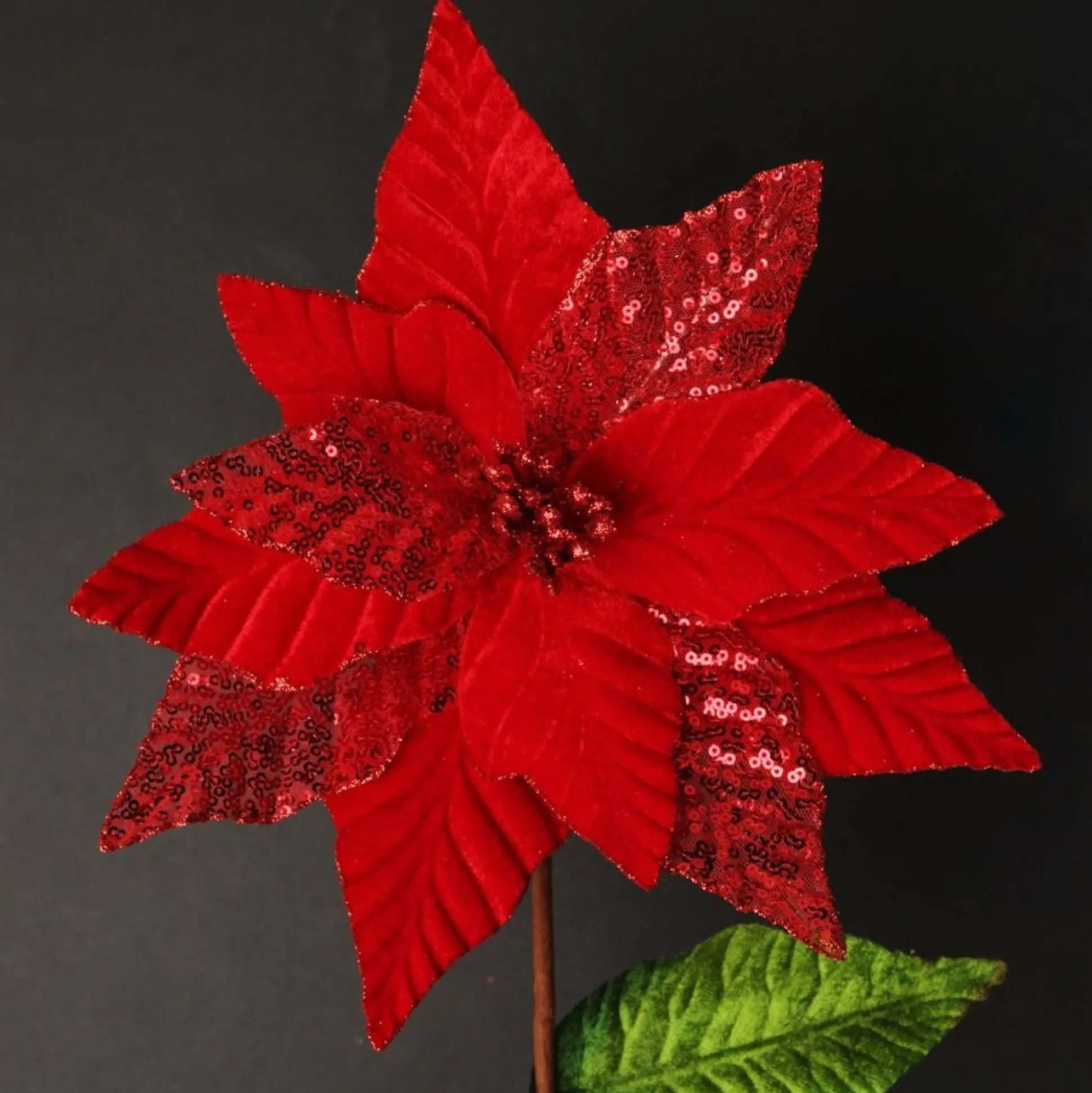 Red Velvet Sequin Flower Christmas Flowers|