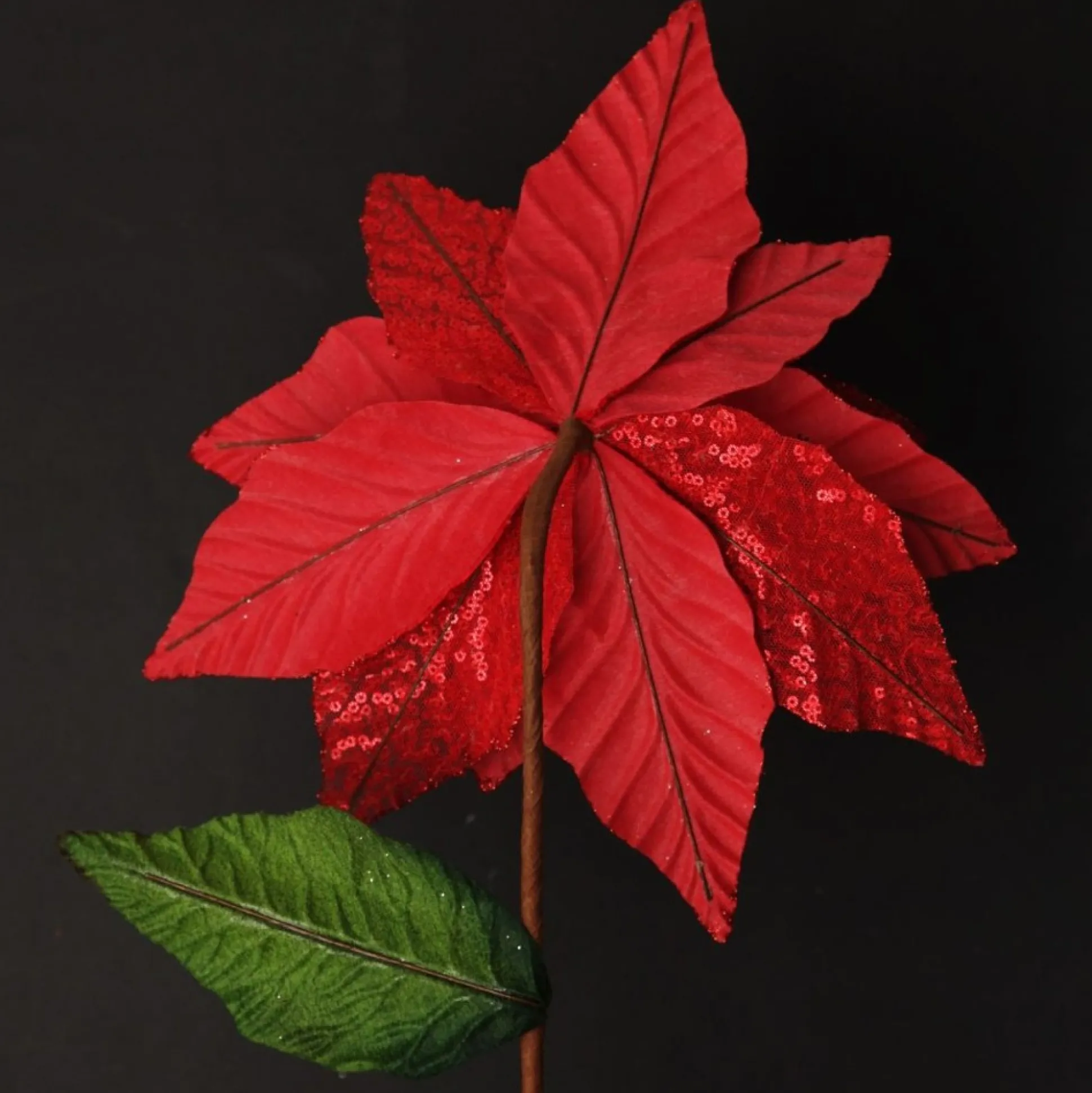 Red Velvet Sequin Flower Christmas Flowers|