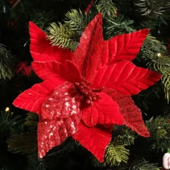 Red Velvet Sequin Flower Christmas Flowers|