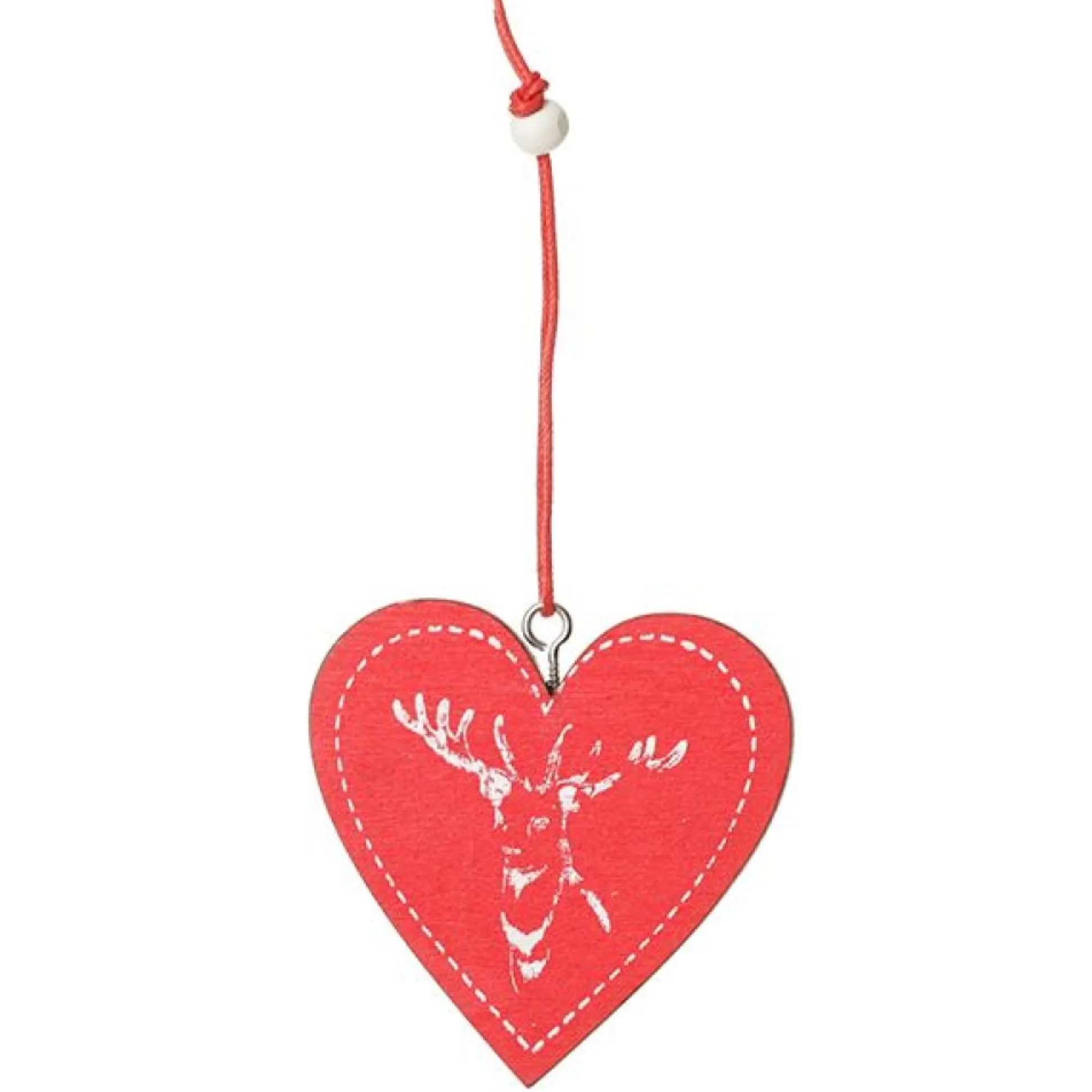 Red Vintage Deer Stamped Christmas Decorations - Set of 6 Christmas Tree Decorations|