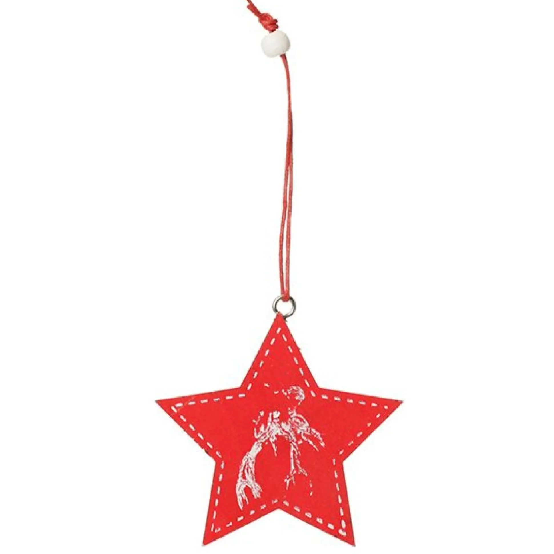 Red Vintage Deer Stamped Christmas Decorations - Set of 6 Christmas Tree Decorations|