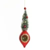 Red Vintage Glass Christmas Finial with Tree Christmas Tree Decorations|