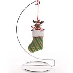 Reindeer in Glitter Stocking Decoration Personalised Decorations|
