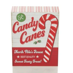 Retro Candy Cane Christmas Wall Box Sign Wall Hangings And Signs|