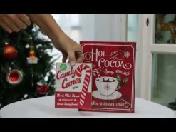 Retro Candy Cane Christmas Wall Box Sign Wall Hangings And Signs|