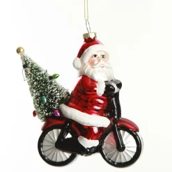 Retro Glass Santa on Motorbike Christmas Decoration Christmas Tree Decorations|