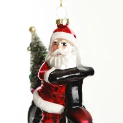 Retro Glass Santa on Motorbike Christmas Decoration Christmas Tree Decorations|