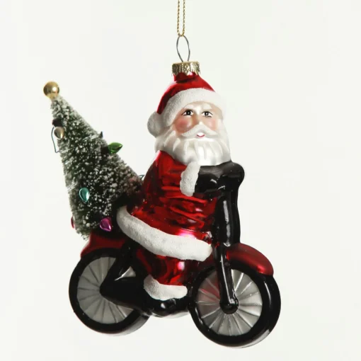 Retro Glass Santa on Motorbike Christmas Decoration Christmas Tree Decorations|