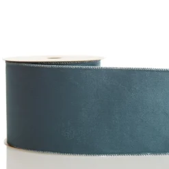 Reversible Blue Velvet and Champagne Satin Wired Christmas Ribbon Garland Tree Garlands|