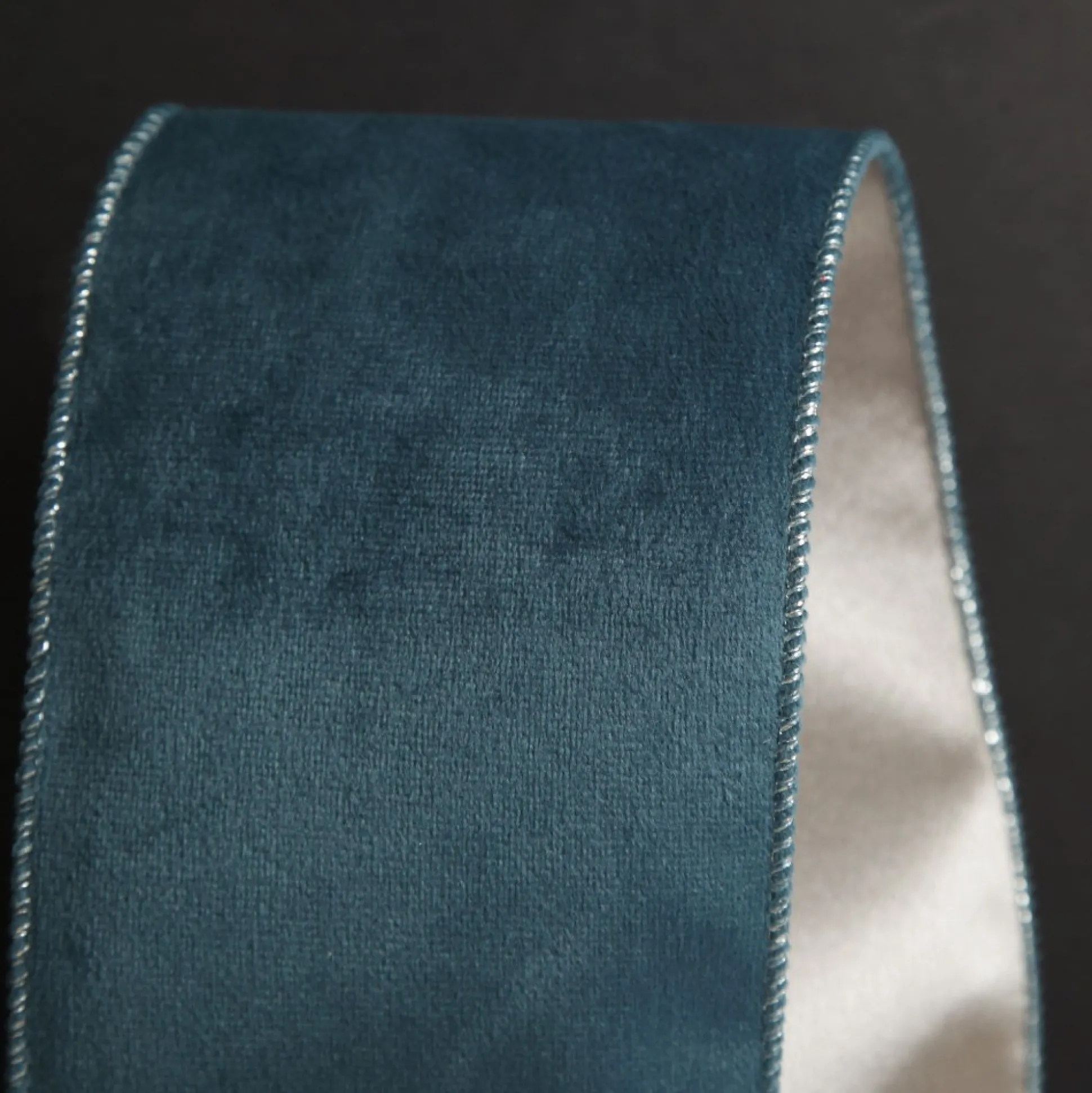 Reversible Blue Velvet and Champagne Satin Wired Christmas Ribbon Garland Tree Garlands|