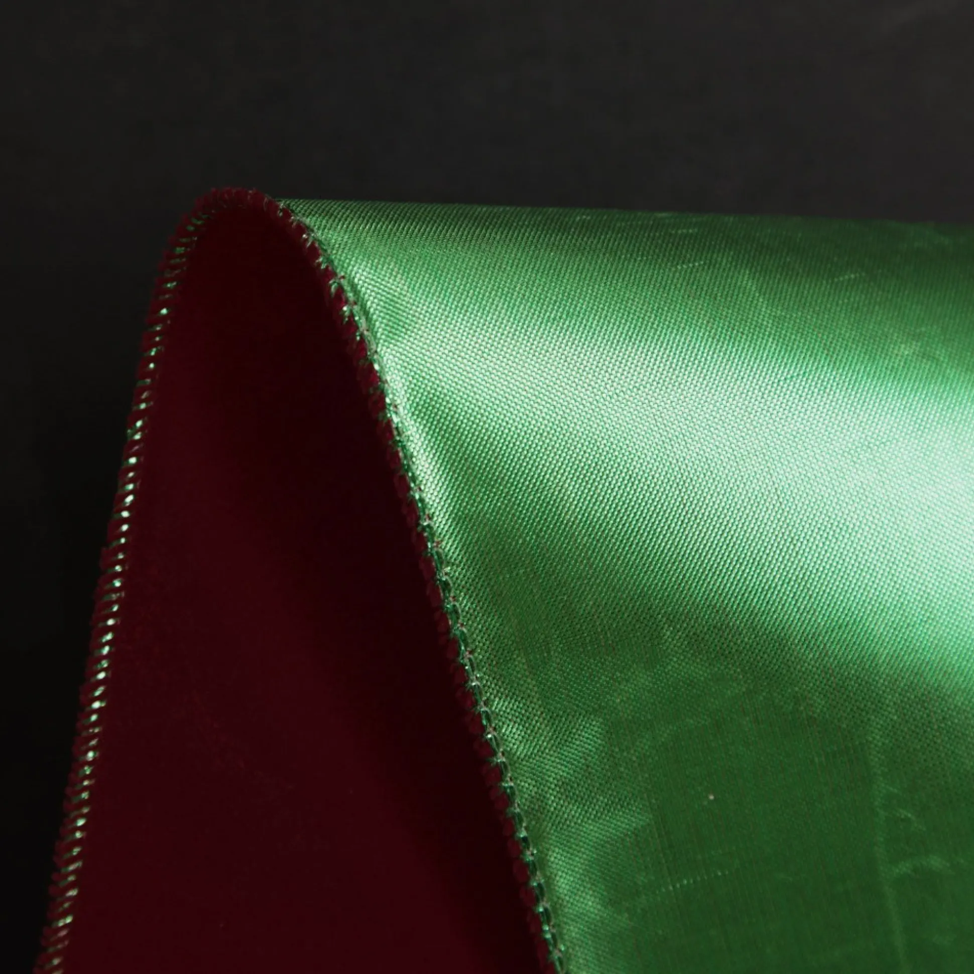 Reversible Dark Red Velvet and Green Satin Wired Christmas Ribbon Garland Tree Garlands|