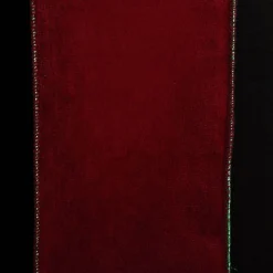 Reversible Dark Red Velvet and Green Satin Wired Christmas Ribbon Garland Tree Garlands|