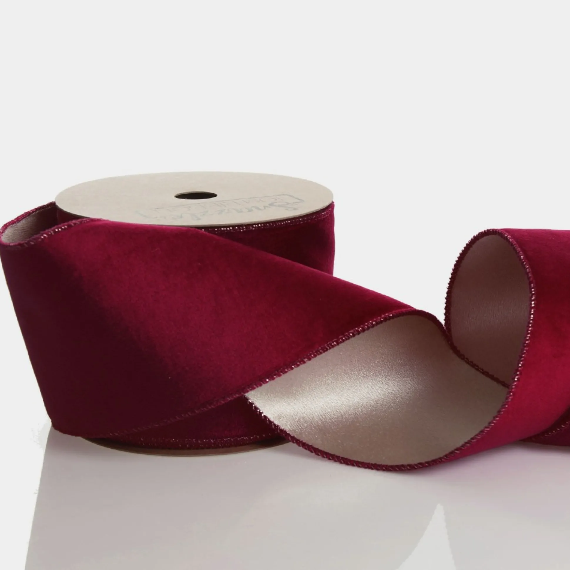 Reversible Dark Red Velvet and Gold Satin Wired Christmas Ribbon Garland Tree Garlands|