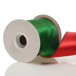 Reversible Green and Red Satin Wired Christmas Ribbon Garland Tree Garlands|