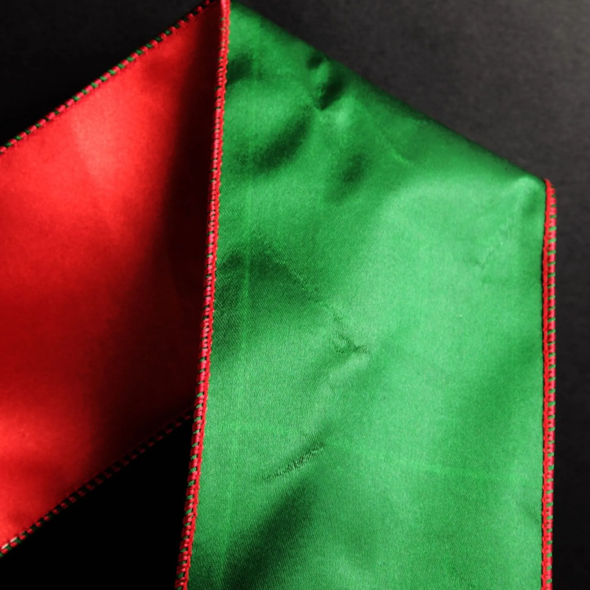 Reversible Green and Red Satin Wired Christmas Ribbon Garland Tree Garlands|