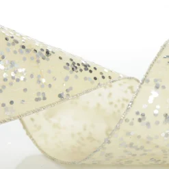 Reversible Ivory Velvet and Silver Sequin Wired Ribbon Garland Tree Garlands|