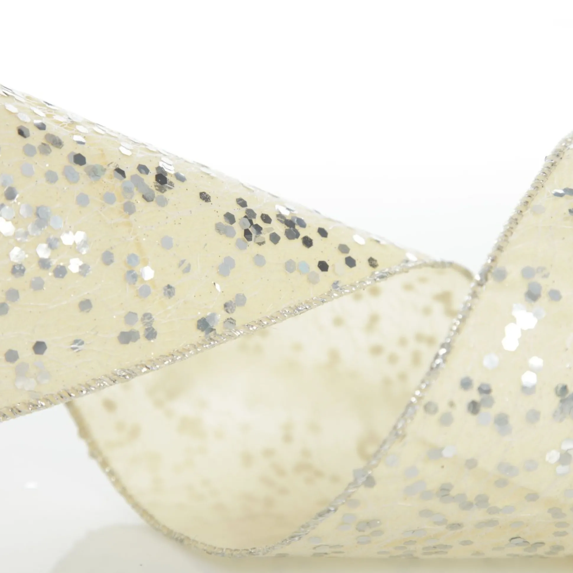 Reversible Ivory Velvet and Silver Sequin Wired Ribbon Garland Tree Garlands|