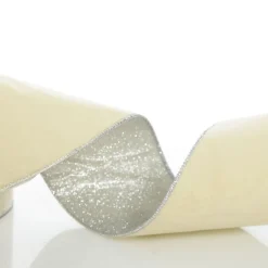 Reversible Ivory Velvet and Silver Glitter Wired Ribbon Garland Tree Garlands|