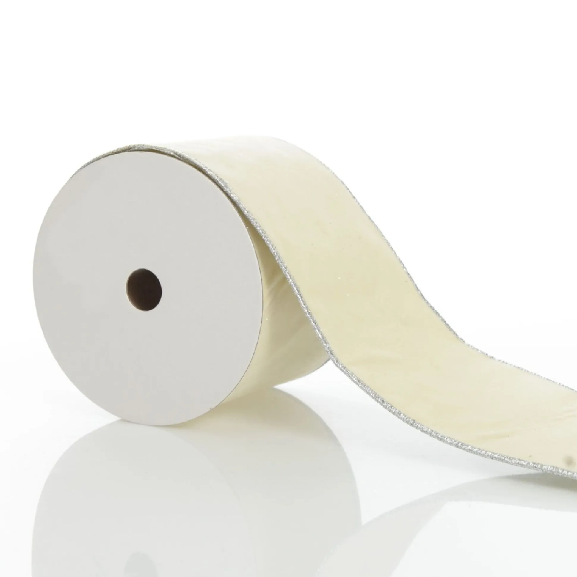 Reversible Ivory Velvet and Silver Glitter Wired Ribbon Garland Tree Garlands|