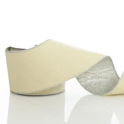 Reversible Ivory Velvet and Silver Glitter Wired Ribbon Garland Tree Garlands|