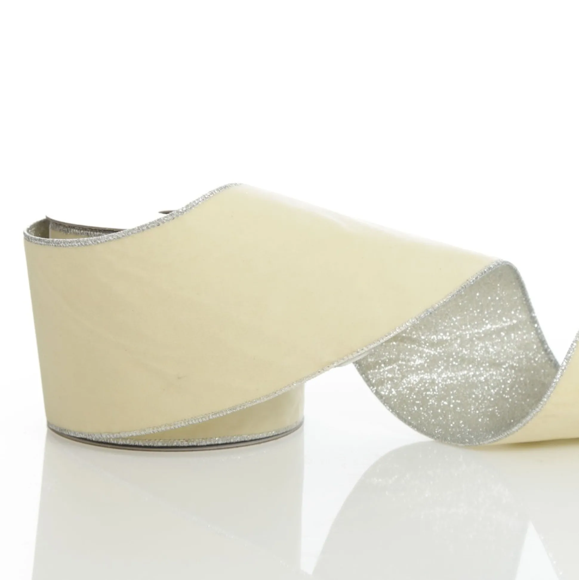 Reversible Ivory Velvet and Silver Glitter Wired Ribbon Garland Tree Garlands|