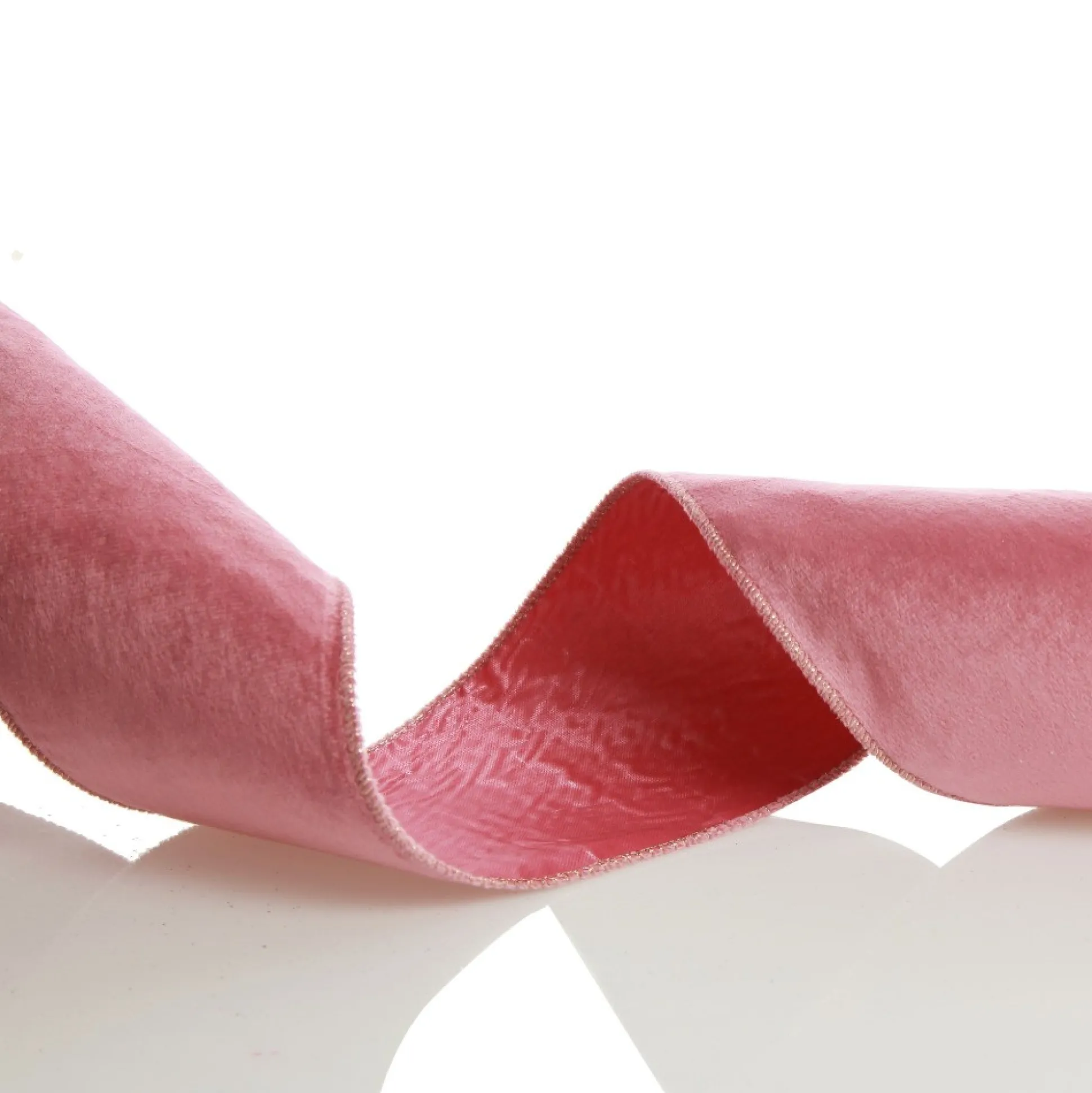 Reversible Pink Velour and Satin Wired Christmas Ribbon Garland Tree Garlands|