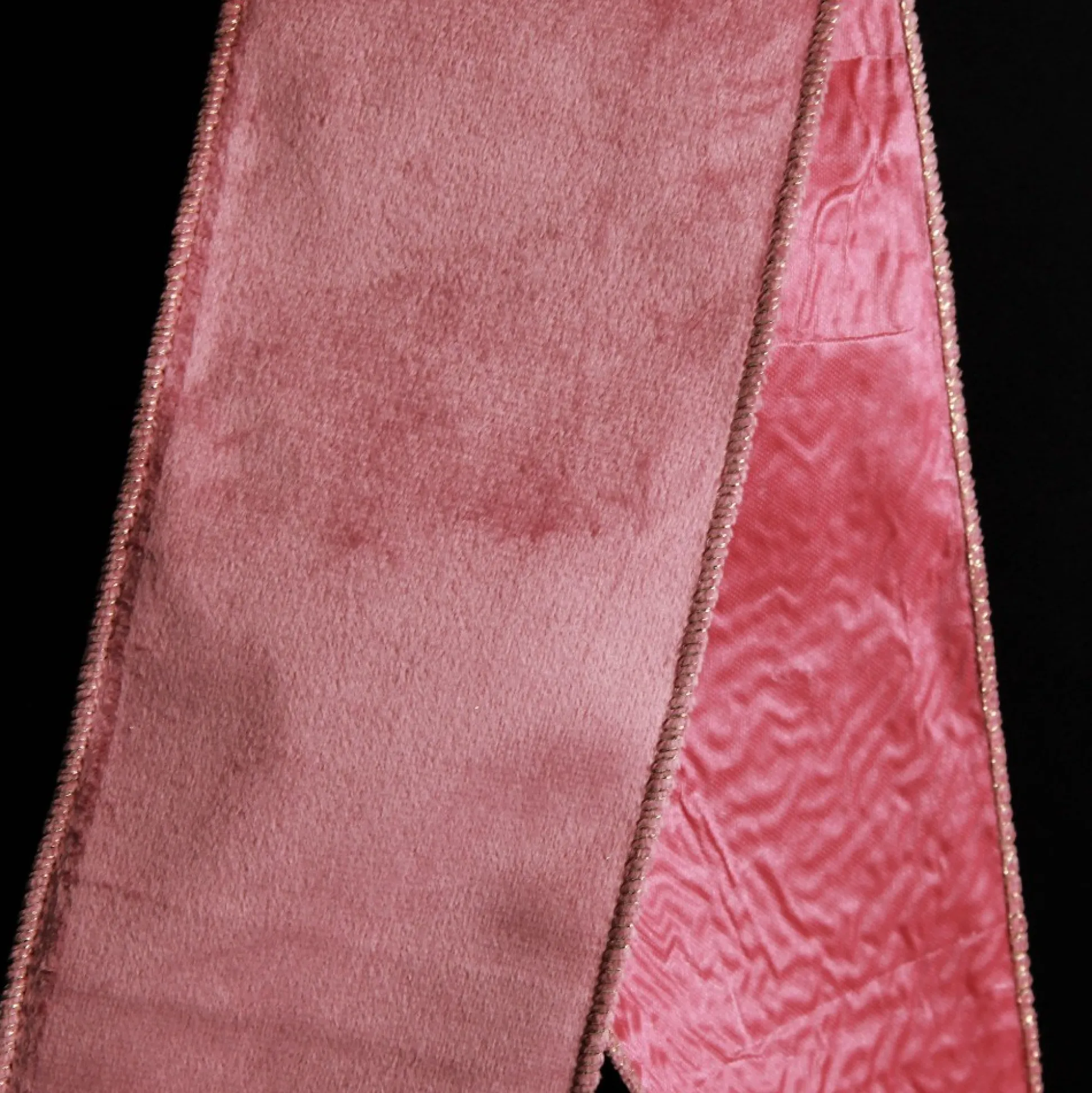 Reversible Pink Velour and Satin Wired Christmas Ribbon Garland Tree Garlands|
