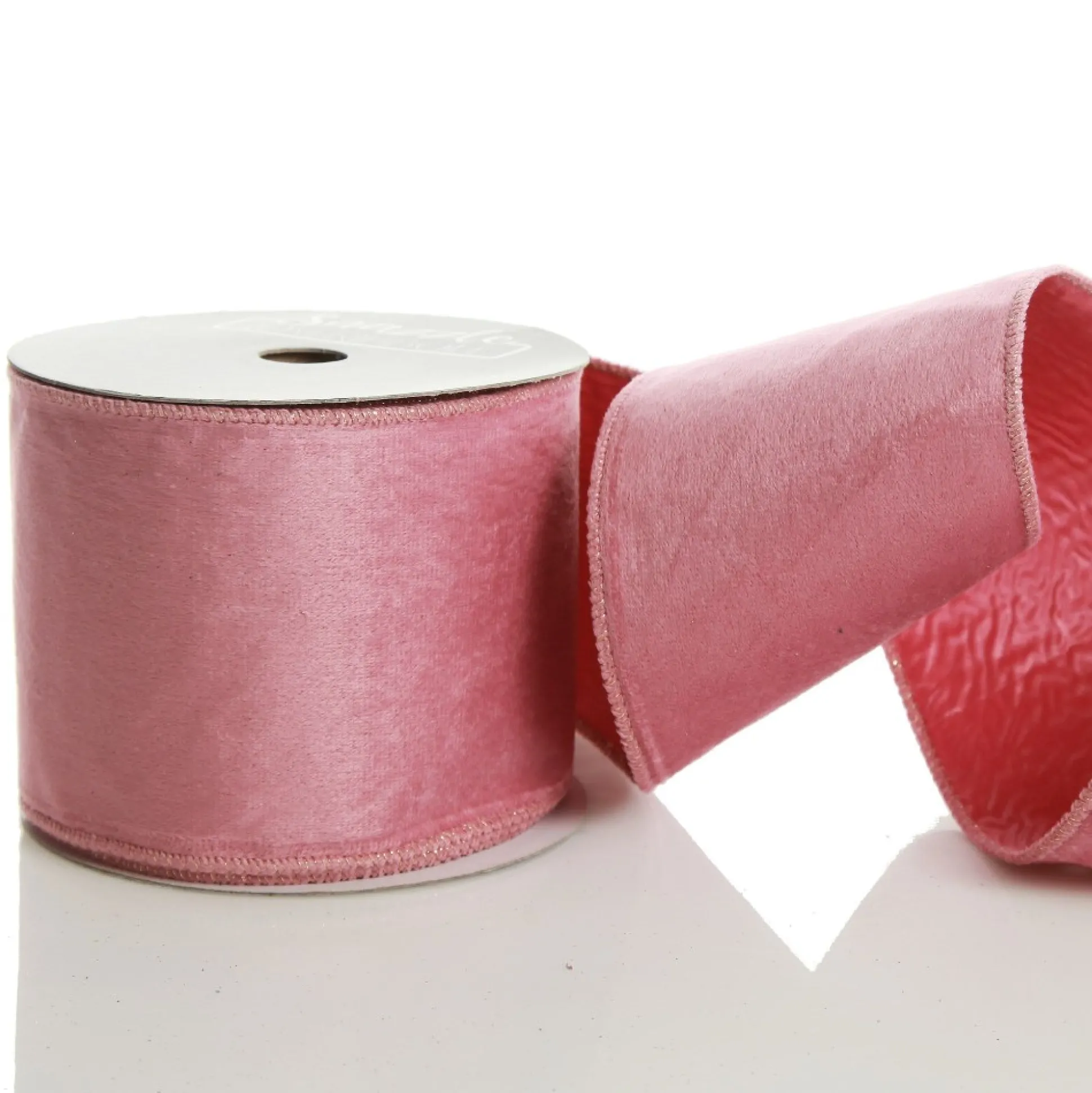 Reversible Pink Velour and Satin Wired Christmas Ribbon Garland Tree Garlands|